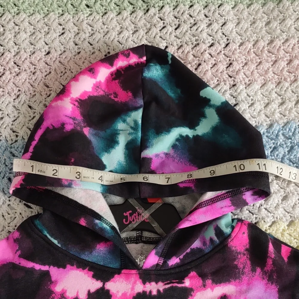NWT Justice M(10) Tie Dye Cropped Hoodie